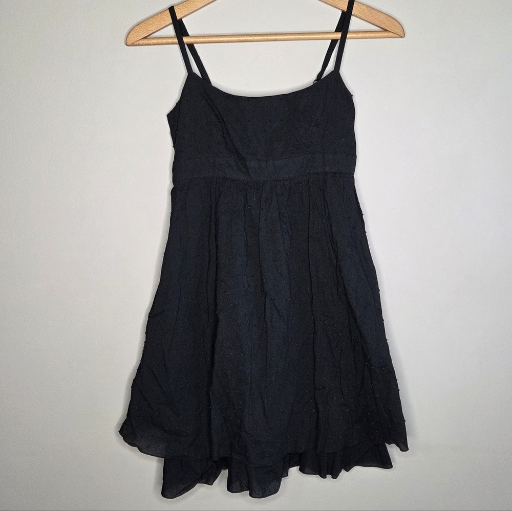 Xhilaration Black Swiss Dot Textured Tiered Sun Dress Size XS 100% Cotton